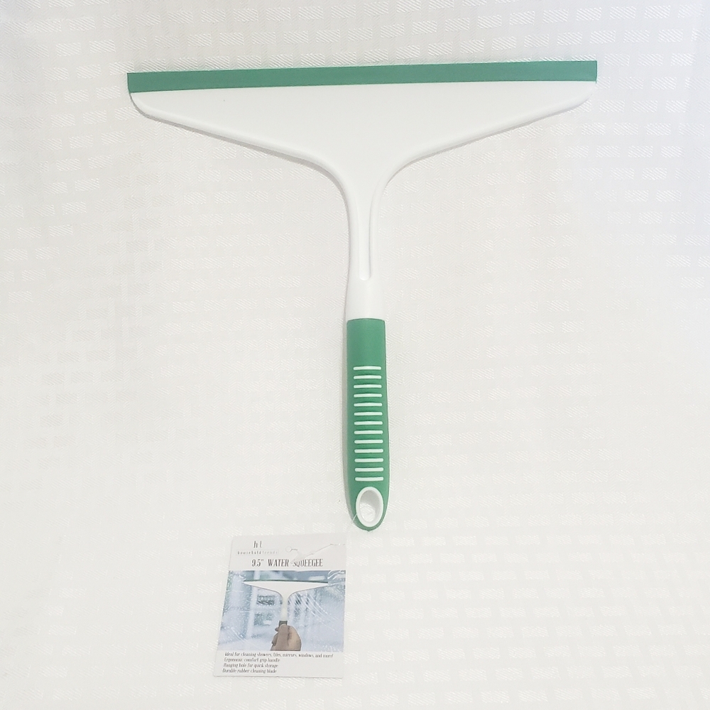 10 inch Wide Water Squeegee Cleaning Tool w/ Rubber Blade & Non-Slip Grip Handle